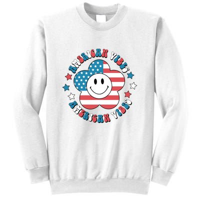 4th Of July Retro American Vibes Flower Gift Sweatshirt