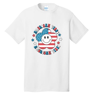 4th Of July Retro American Vibes Flower Gift Tall T-Shirt