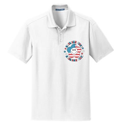 4th Of July Retro American Vibes Flower Gift Dry Zone Grid Polo