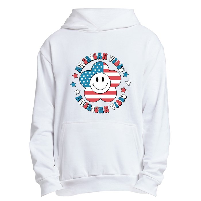 4th Of July Retro American Vibes Flower Gift Urban Pullover Hoodie