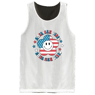 4th Of July Retro American Vibes Flower Gift Mesh Reversible Basketball Jersey Tank