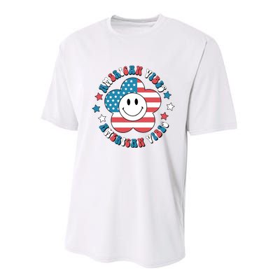 4th Of July Retro American Vibes Flower Gift Performance Sprint T-Shirt