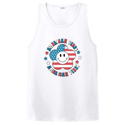 4th Of July Retro American Vibes Flower Gift PosiCharge Competitor Tank