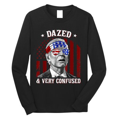 4th Of July Us Flag Funny Joe Biden Dazed And Very Confused Long Sleeve Shirt