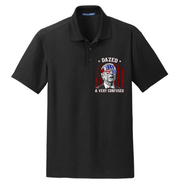 4th Of July Us Flag Funny Joe Biden Dazed And Very Confused Dry Zone Grid Polo