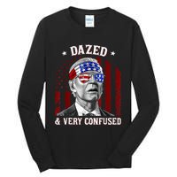 4th Of July Us Flag Funny Joe Biden Dazed And Very Confused Tall Long Sleeve T-Shirt