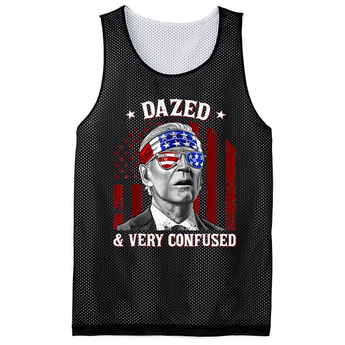 4th Of July Us Flag Funny Joe Biden Dazed And Very Confused Mesh Reversible Basketball Jersey Tank