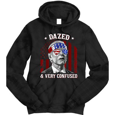 4th Of July Us Flag Funny Joe Biden Dazed And Very Confused Tie Dye Hoodie