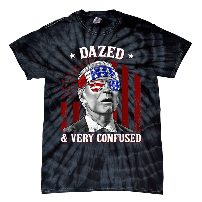 4th Of July Us Flag Funny Joe Biden Dazed And Very Confused Tie-Dye T-Shirt