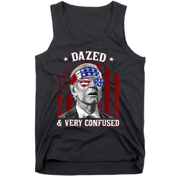 4th Of July Us Flag Funny Joe Biden Dazed And Very Confused Tank Top