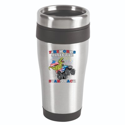 4th of July Fireworks Director T Rex Monster Truck 16oz Travel Tumbler