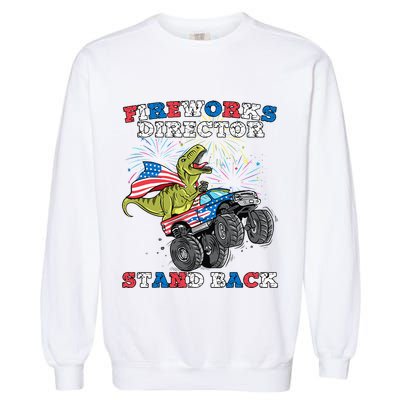 4th of July Fireworks Director T Rex Monster Truck Garment-Dyed Sweatshirt