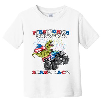 4th of July Fireworks Director T Rex Monster Truck Toddler T-Shirt