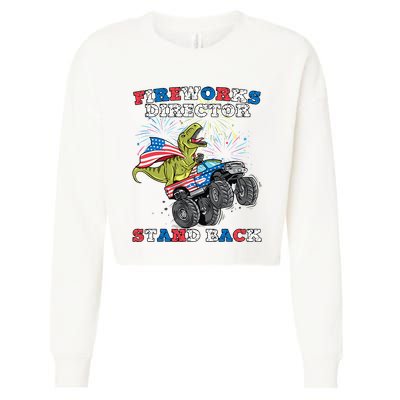 4th of July Fireworks Director T Rex Monster Truck Cropped Pullover Crew