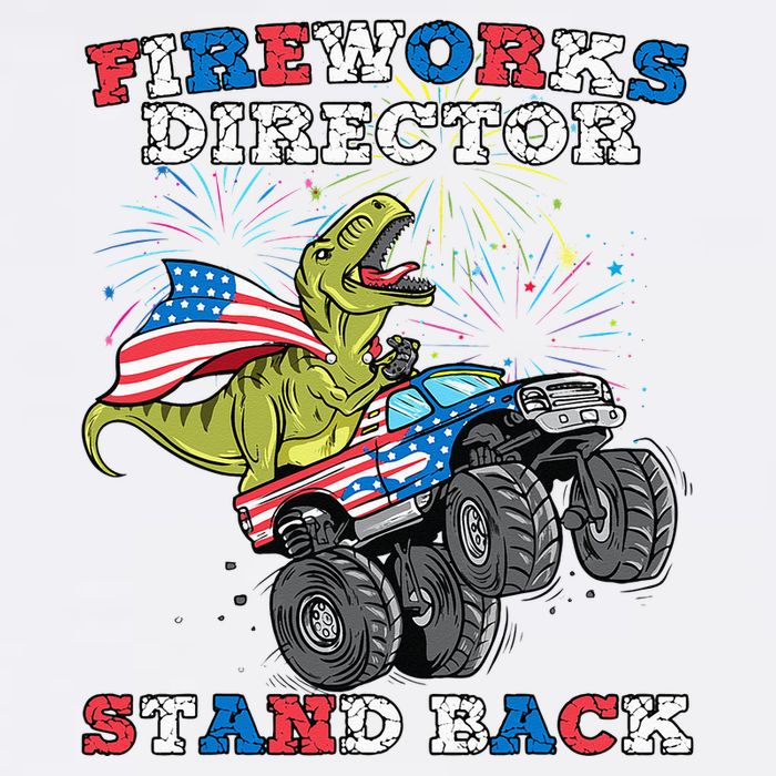 4th of July Fireworks Director T Rex Monster Truck Kids T-Shirt