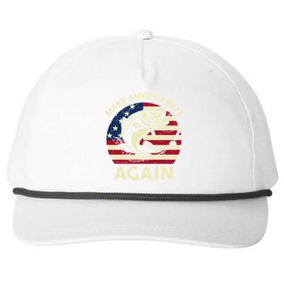 4th Of July Gift Make America Fishing Again Funny Dad Jokes Funny Gift Snapback Five-Panel Rope Hat