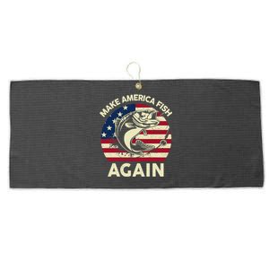 4th Of July Gift Make America Fishing Again Funny Dad Jokes Funny Gift Large Microfiber Waffle Golf Towel