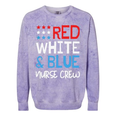 4th Of July Nurse Crew Scrub Tops Patriotic Nurses Matching Colorblast Crewneck Sweatshirt