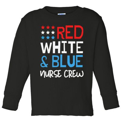 4th Of July Nurse Crew Scrub Tops Patriotic Nurses Matching Toddler Long Sleeve Shirt