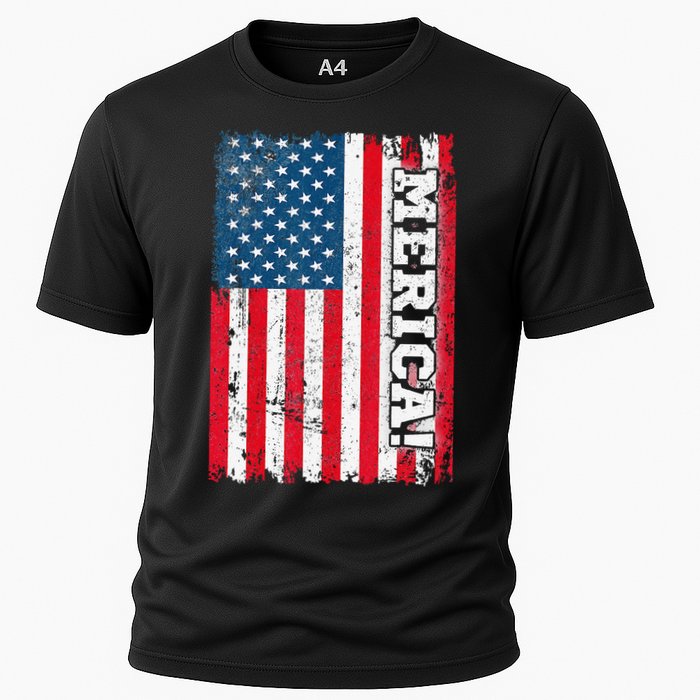4th of July US Independence American Flag Patriotic Cooling Performance Crew T-Shirt