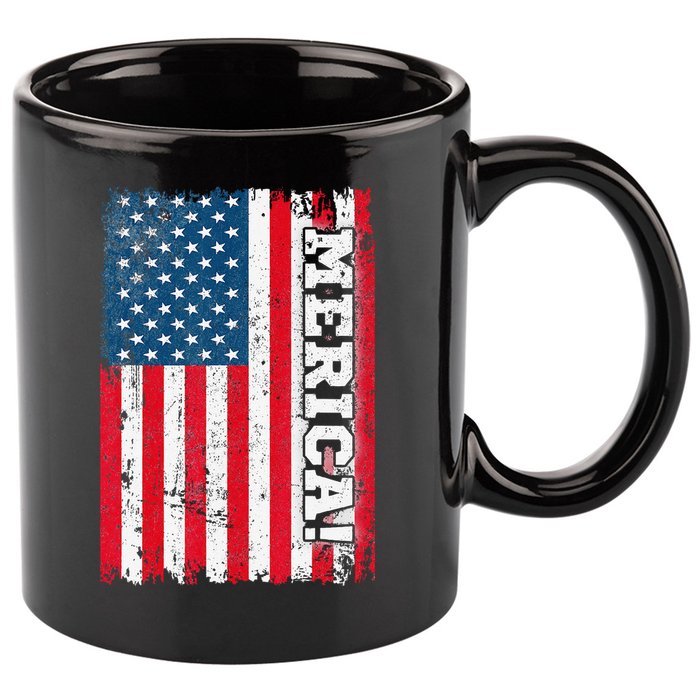 4th of July US Independence American Flag Patriotic 11oz C Handle Ceramic Mug