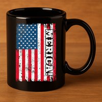 4th of July US Independence American Flag Patriotic 11oz C Handle Ceramic Mug
