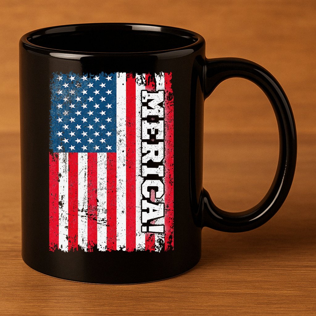 4th of July US Independence American Flag Patriotic 11oz C Handle Ceramic Mug