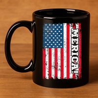 4th of July US Independence American Flag Patriotic 11oz C Handle Ceramic Mug