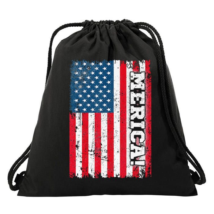 4th of July US Independence American Flag Patriotic Drawstring Bag