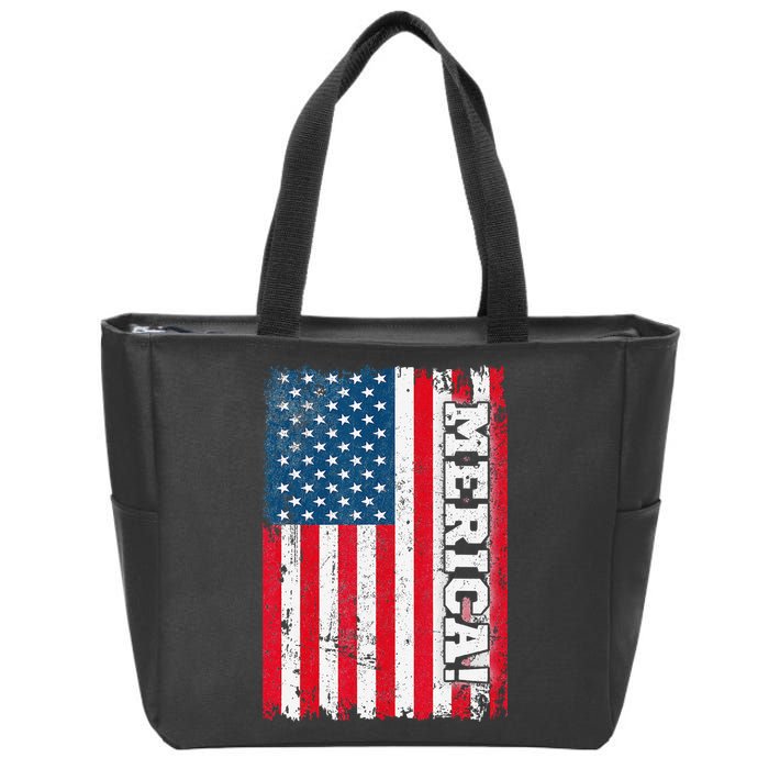 4th of July US Independence American Flag Patriotic Zip Tote Bag
