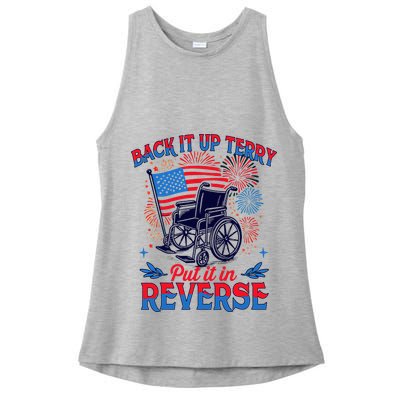 4th Of July Veteran Back Its Up Terry Put Its In Reverse Ladies PosiCharge Tri-Blend Wicking Tank