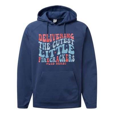 4th Of July Labor And Delivery Nurse American Land D Nurse Performance Fleece Hoodie