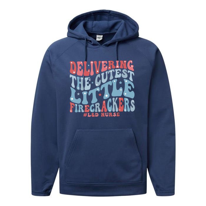 4th Of July Labor And Delivery Nurse American Land D Nurse Performance Fleece Hoodie