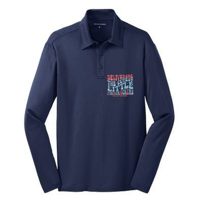 4th Of July Labor And Delivery Nurse American Land D Nurse Silk Touch Performance Long Sleeve Polo