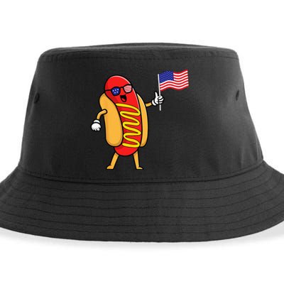 4th of July Hot Dog Hotdog 4th of July Sustainable Bucket Hat