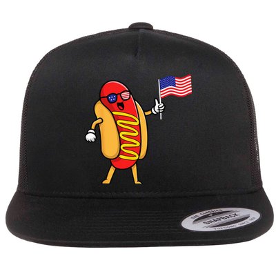 4th of July Hot Dog Hotdog 4th of July Flat Bill Trucker Hat