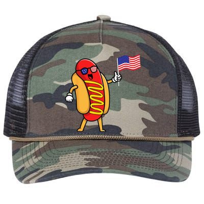 4th of July Hot Dog Hotdog 4th of July Retro Rope Trucker Hat Cap