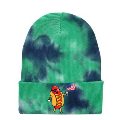 4th of July Hot Dog Hotdog 4th of July Tie Dye 12in Knit Beanie