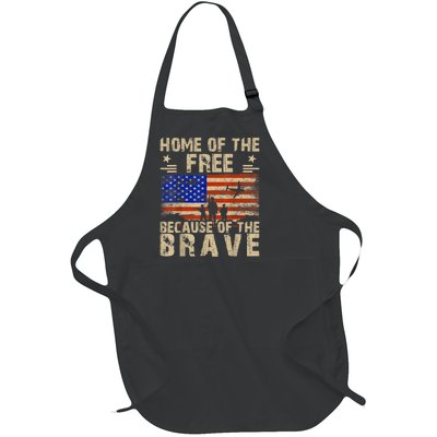 4th Of July USA Flag Home Of The Free Because Of The Brave Full-Length Apron With Pockets