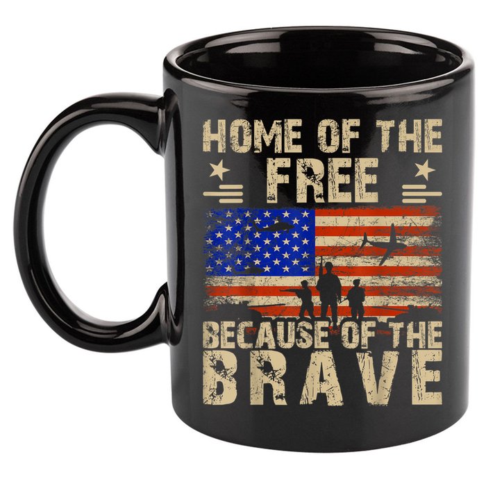 4th Of July USA Flag Home Of The Free Because Of The Brave 11oz C Handle Ceramic Mug