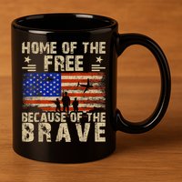 4th Of July USA Flag Home Of The Free Because Of The Brave 11oz C Handle Ceramic Mug