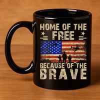4th Of July USA Flag Home Of The Free Because Of The Brave 11oz C Handle Ceramic Mug