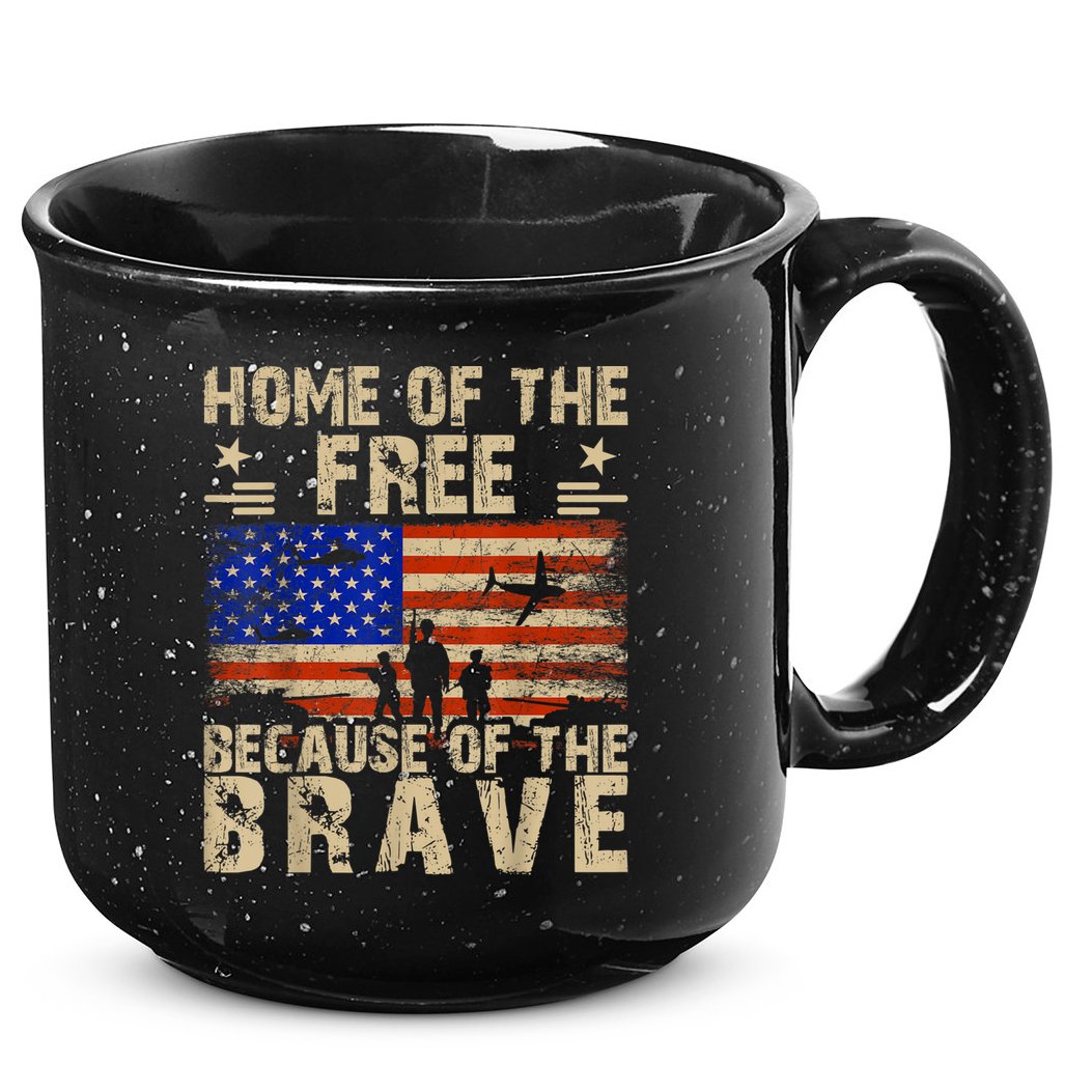 4th Of July USA Flag Home Of The Free Because Of The Brave 15oz Campfire Ceramic Mug