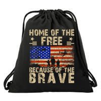 4th Of July USA Flag Home Of The Free Because Of The Brave Drawstring Bag