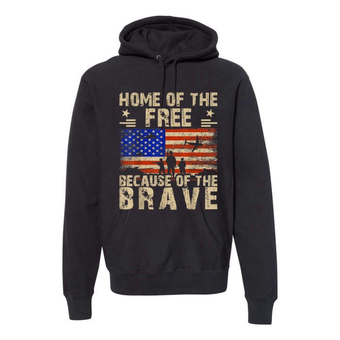 4th Of July USA Flag Home Of The Free Because Of The Brave Premium Hoodie