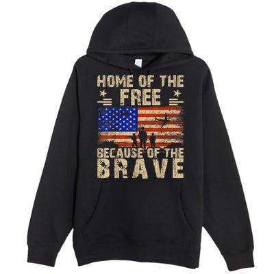 4th Of July USA Flag Home Of The Free Because Of The Brave Premium Pullover Hoodie