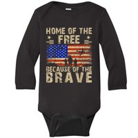 4th Of July USA Flag Home Of The Free Because Of The Brave Baby Long Sleeve Bodysuit