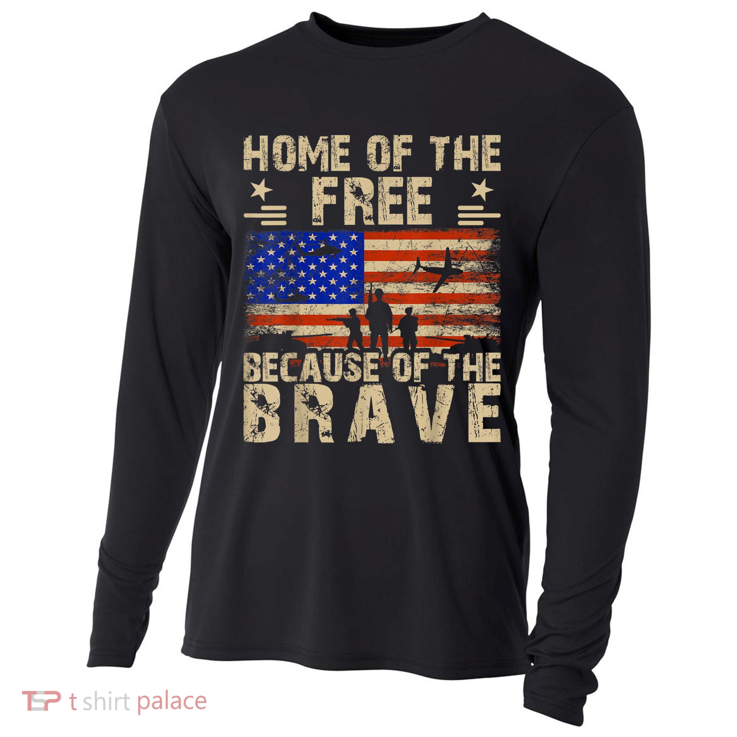 4th Of July USA Flag Home Of The Free Because Of The Brave Cooling Performance Long Sleeve Crew
