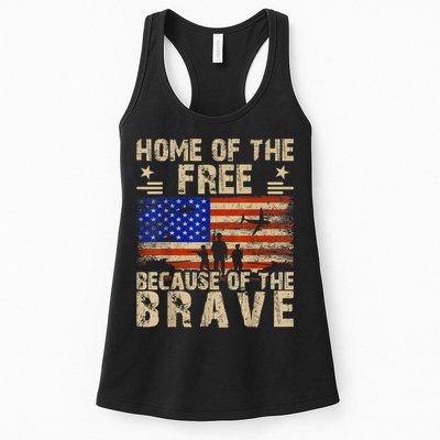 4th Of July USA Flag Home Of The Free Because Of The Brave Womens Tank Top