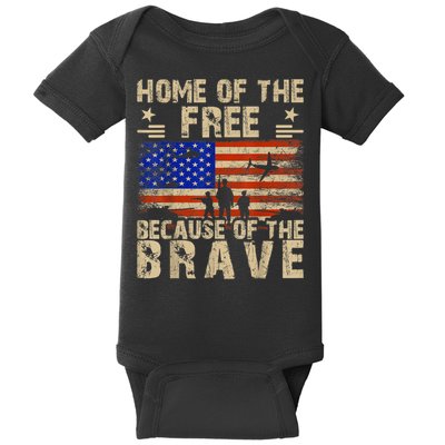 4th Of July USA Flag Home Of The Free Because Of The Brave Baby Bodysuit